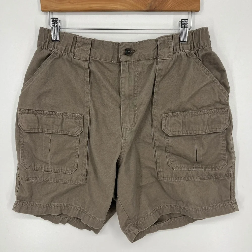 Croft & Barrow Mens Cargo Shorts Brown Cotton Size 32 Utility Outdoor Casual